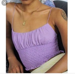 Urban Outfitters Lilac Emma Cropped Tank Smocked